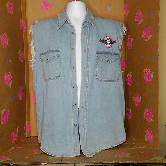 Vintage 2004 Laconia NH Denim Vest Jacket Size XL - Picture 7 of 10